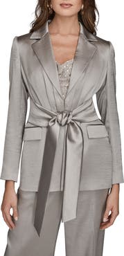 Donna Karan New York Metallic Tie Front Blazer