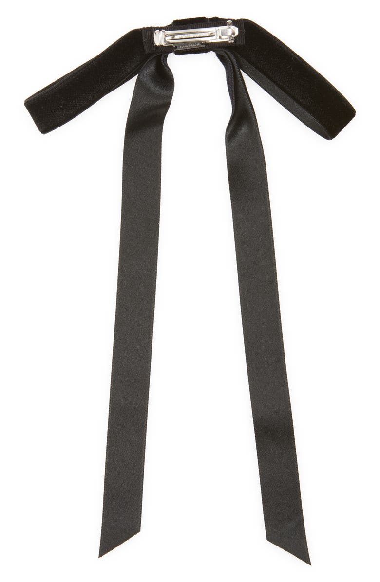 Jennifer Behr Aida Velvet Bow Barrette, Alternate, color, Black
