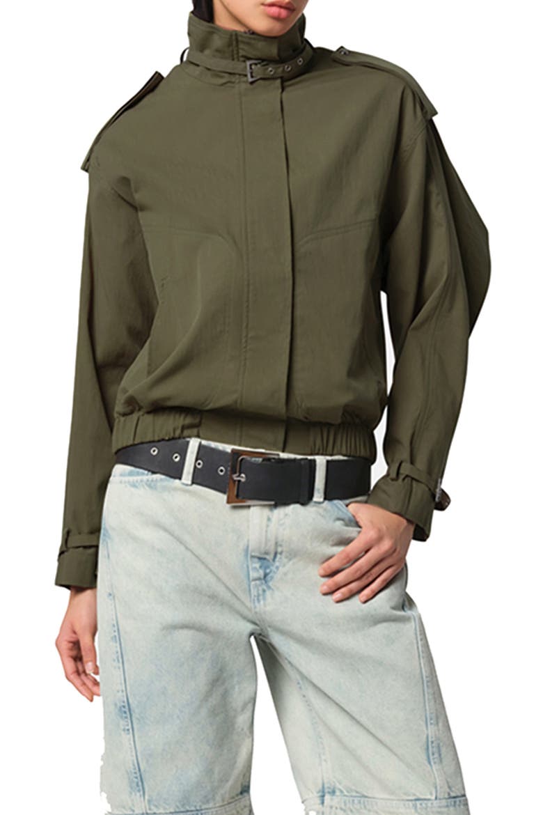 Thea Balloon Sleeve Rain Jacket, Main, color, DESERT GREEN