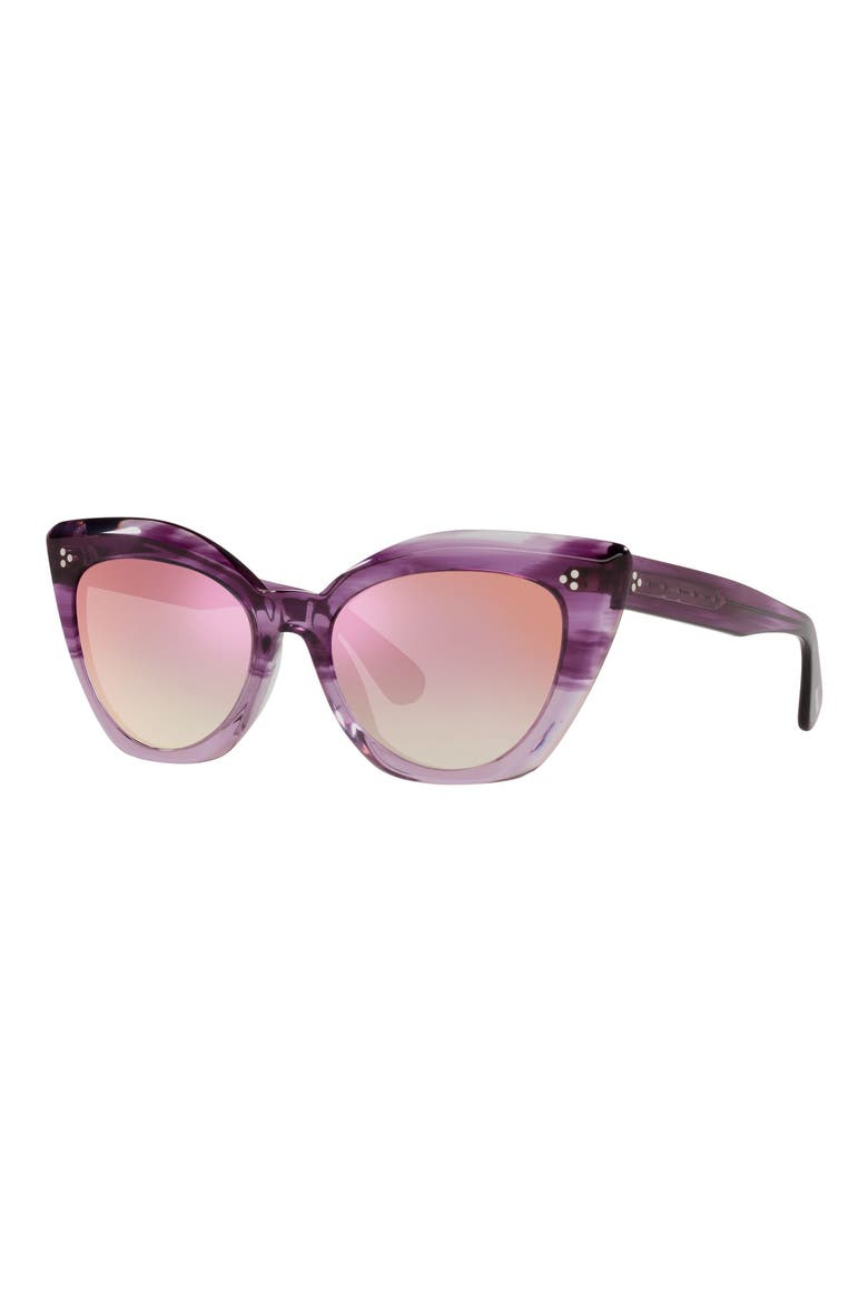 Laiya 55mm Gradient Butterfly Sunglasses, Alternate, color, JACARANDA / SOFT PINK MIRROR