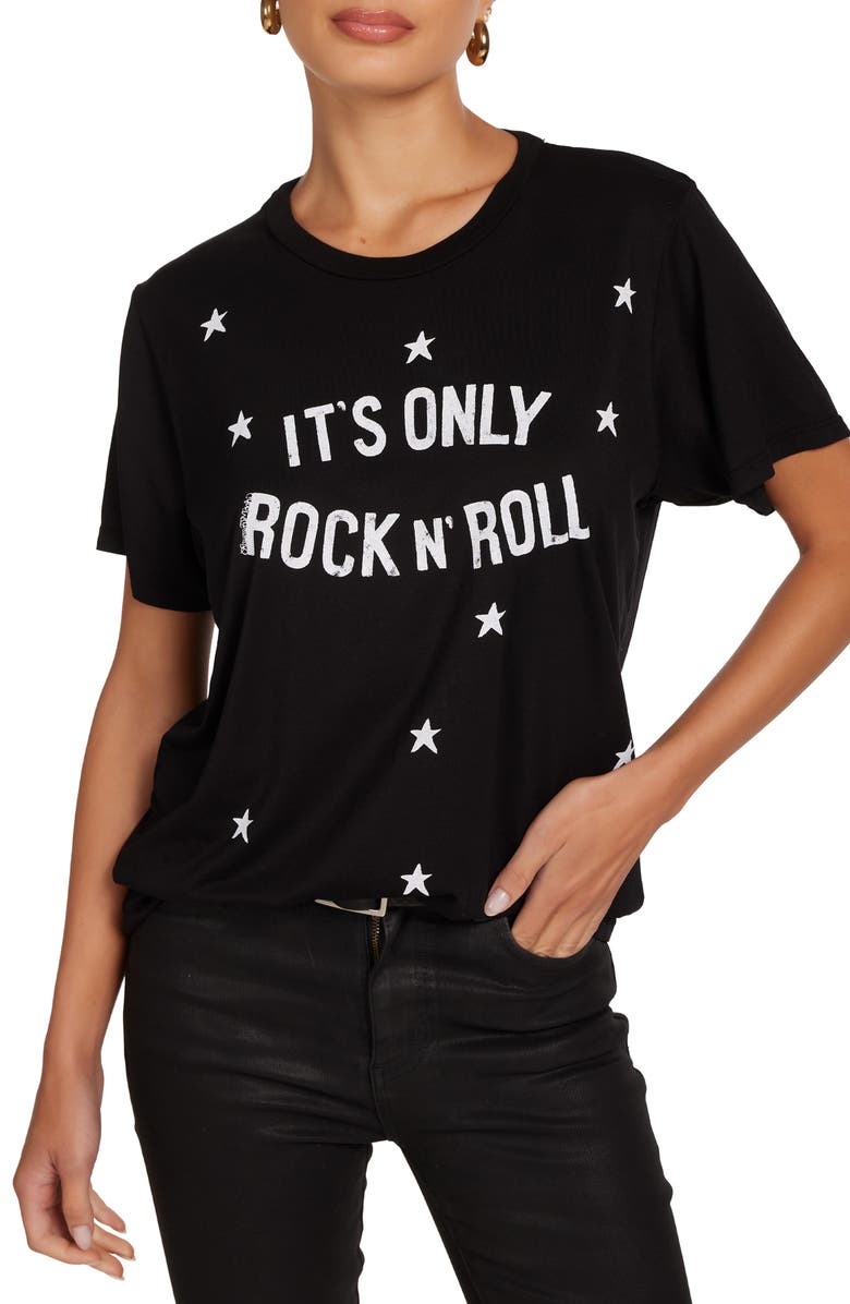Lauren Moshi Wolf Only Rock n' Roll Top, Alternate, color, Black