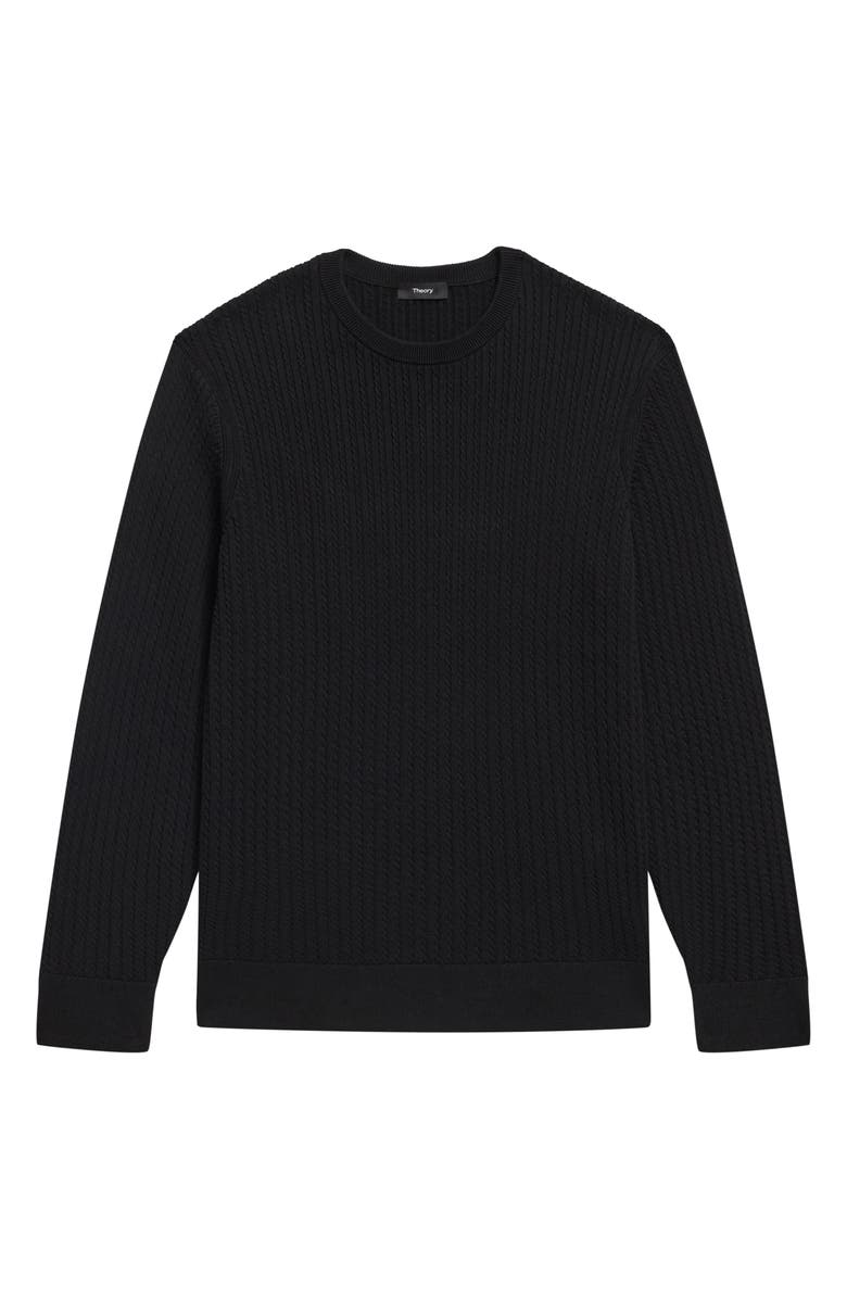 Theory Riland Cabled Cotton Crewneck Sweater, Alternate, color,