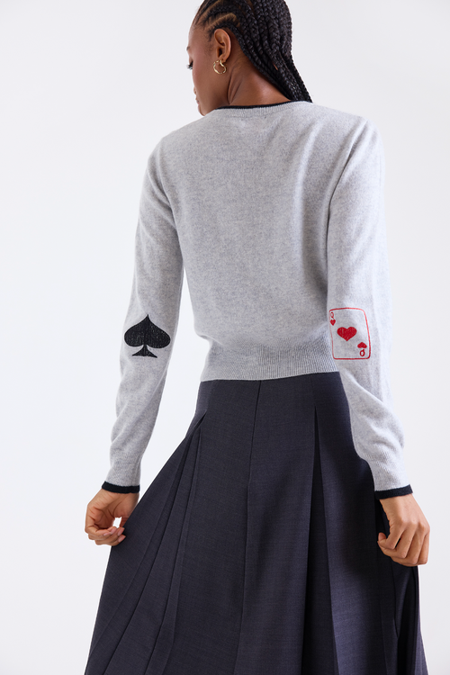 Brodie Pure Cashmere Queen Of Hearts Crew Neck Jumper
