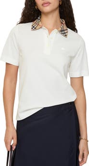 Burberry Check Collar Cotton Polo Shirt