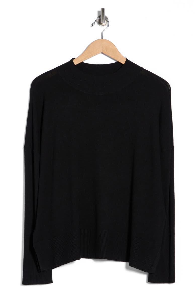 Jette Mock Neck Sweater, Alternate, color, BLACK