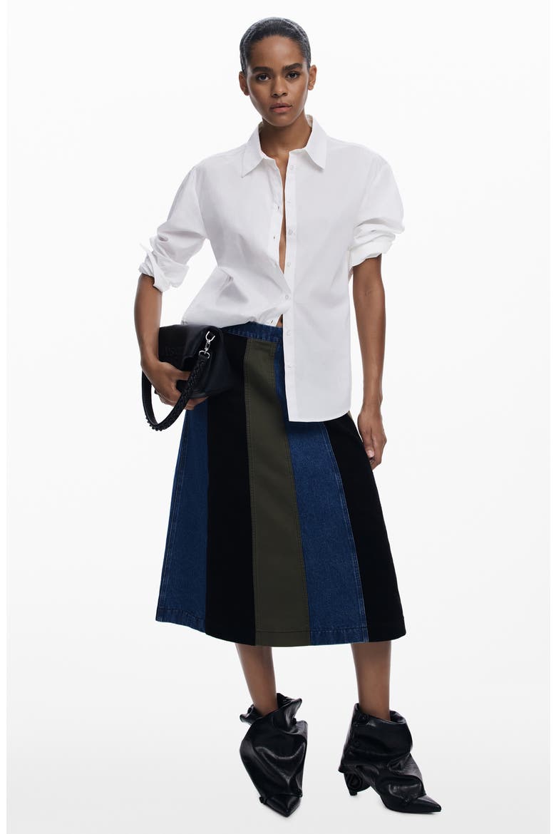 A-Line Panel Skirt, Alternate, color, KHAKI