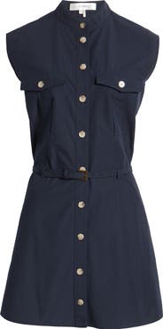 FRAME Cap Sleeve Cotton Safari Shirtdress