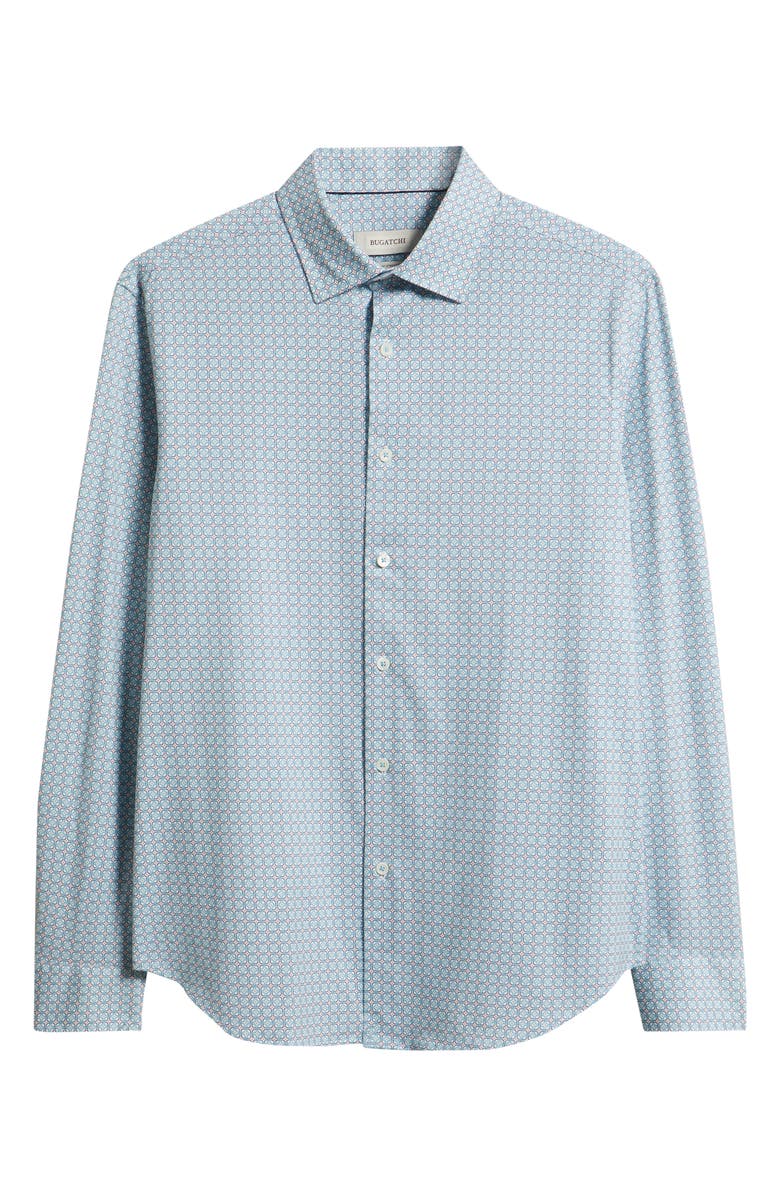 Bugatchi James OoohCotton<sup>®</sup> Geo Print Button-Up Shirt, Main, color, Teal