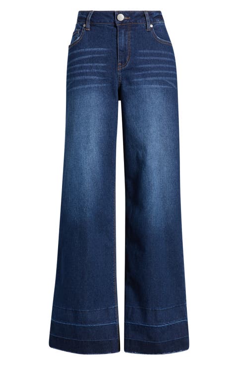Mid Rise Slim Wide Leg Jeans