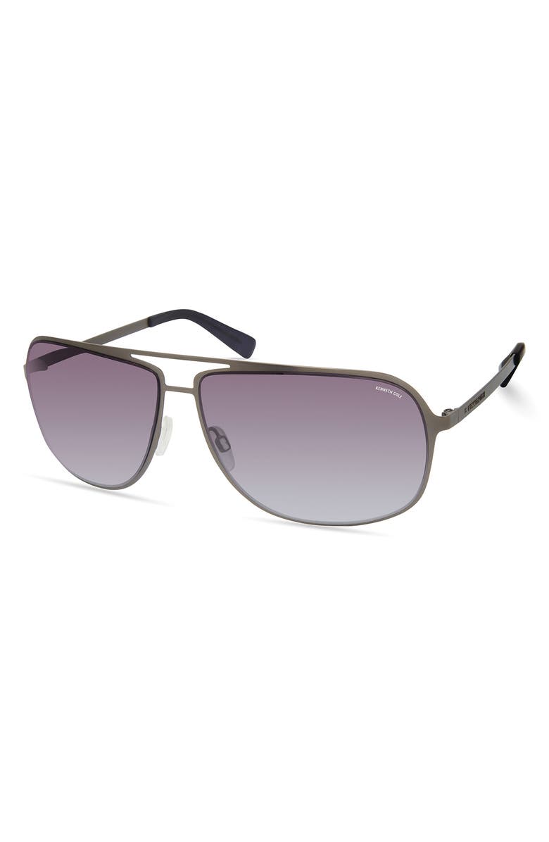 Kenneth Cole 64mm Gradient Pilot Sunglasses, Alternate, color, Matte Gunmetal / Gradient