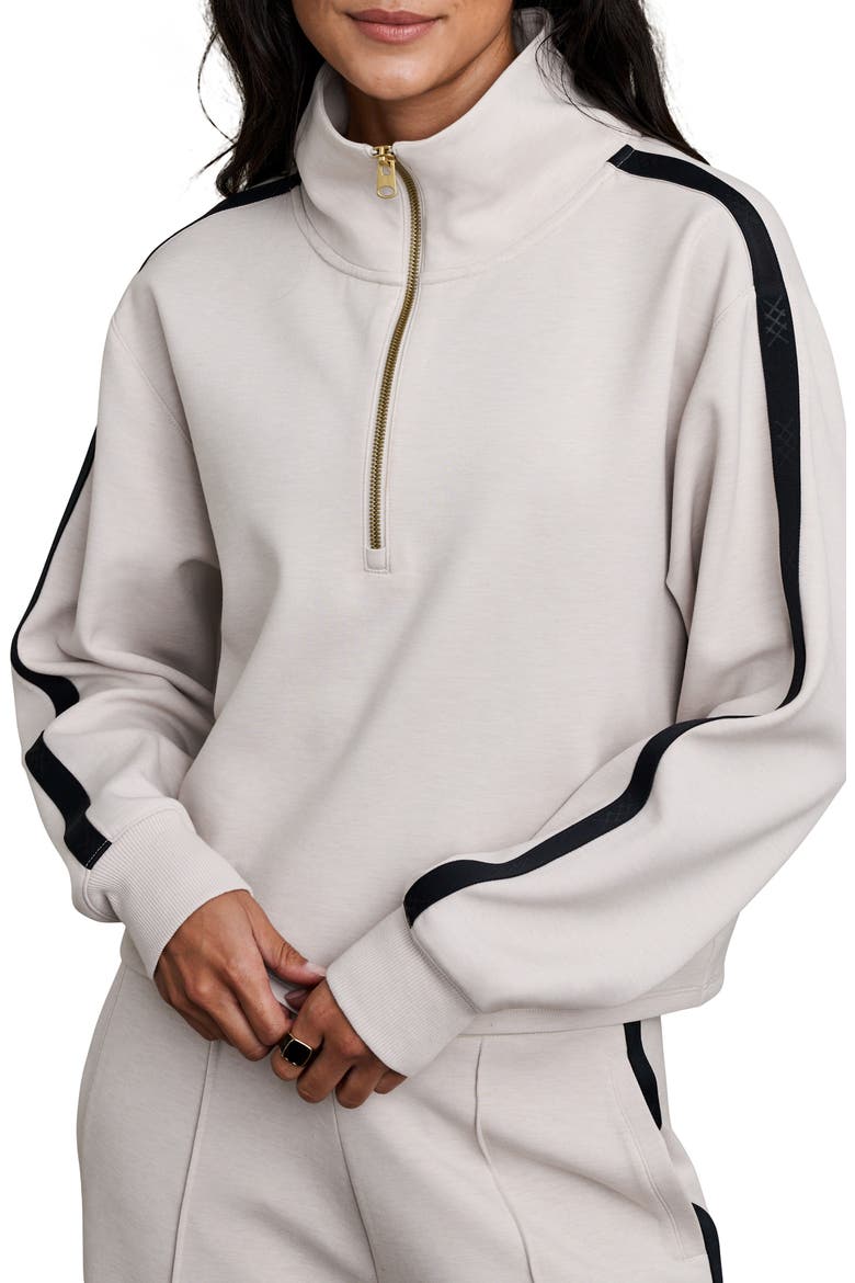 Dreamglow Track Half Zip Sweatshirt, Main, color, SAND/ PURE BLACK