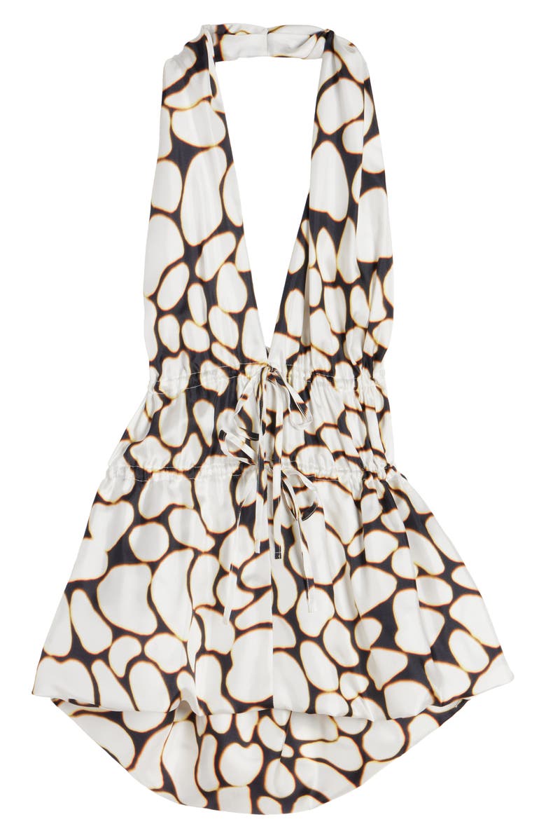 Dries Van Noten Ceana Print Ruched Silk Halter Top, Alternate, color, Off White