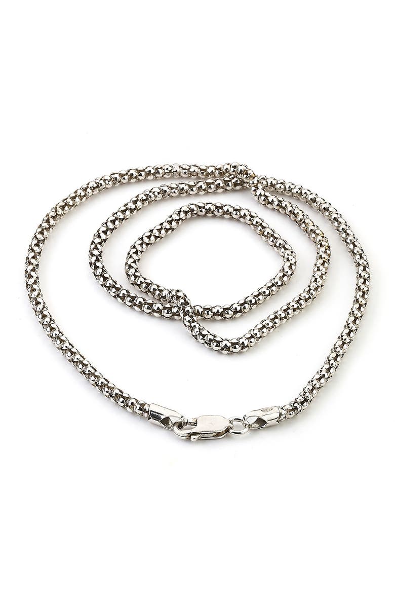 SAMUEL B. Sterling Silver 24" 3mm Oxidized Popcorn Chain Necklace, Main, color, Silver