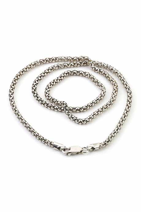 SAMUEL B. Sterling Silver 24" 3mm Oxidized Popcorn Chain Necklace