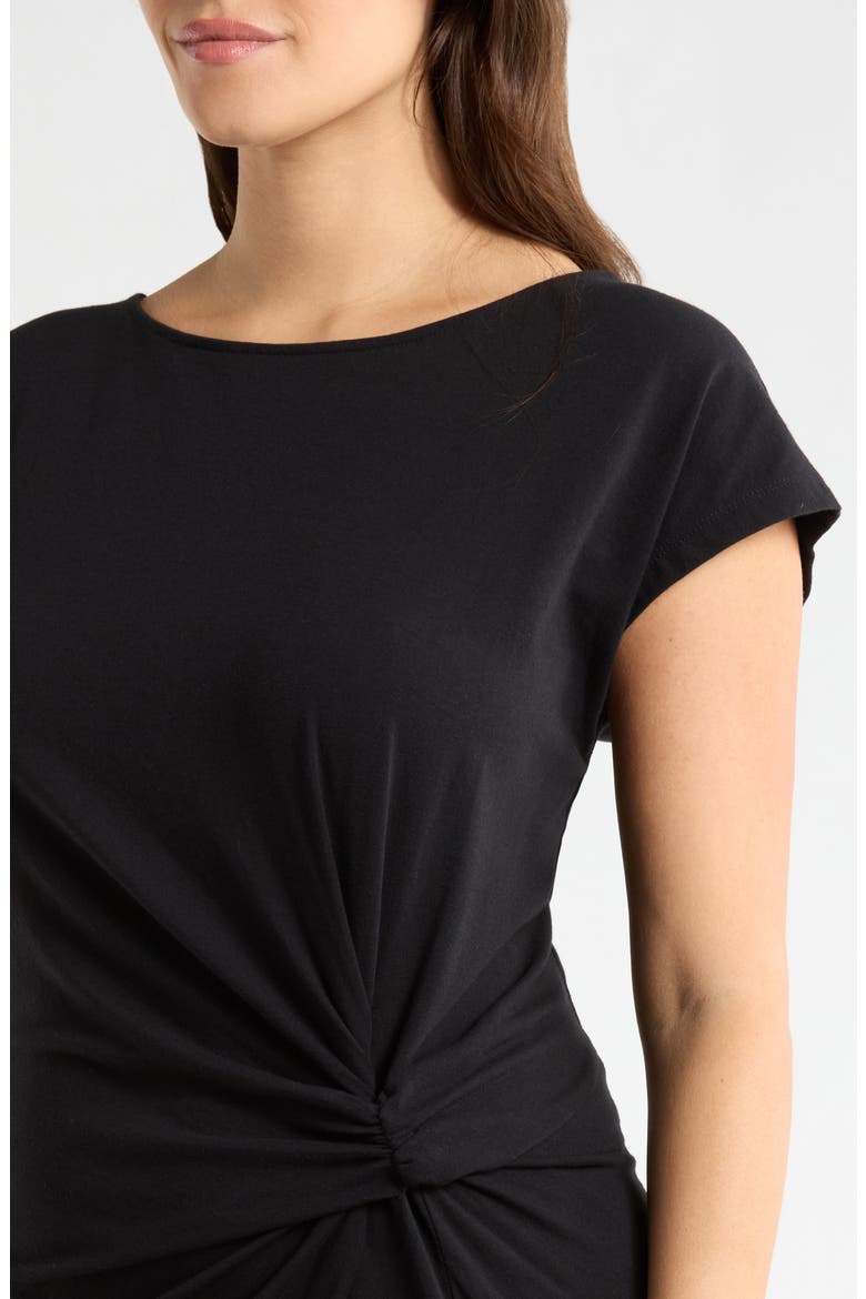 Twist Cotton Blend Knit Midi Dress, Alternate, color, BLACK