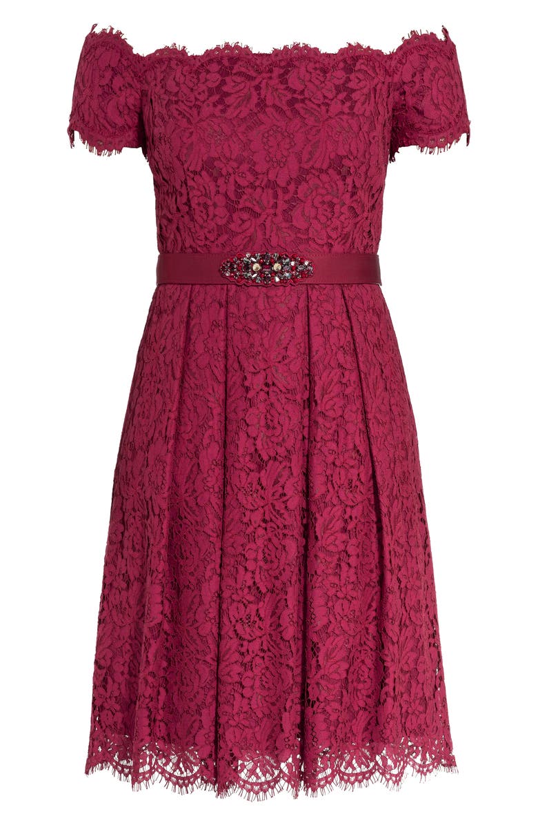 City Chic Off the Shoulder Lace Dreams Dress, Alternate, color, 