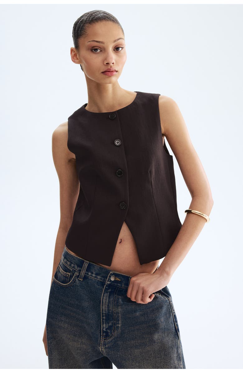 H&M Waistcoat, Alternate, color, Dark Brown