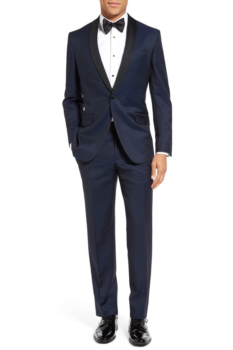 Josh Trim Fit Navy Shawl Lapel Tuxedo, Main, color, NAVY BLUE