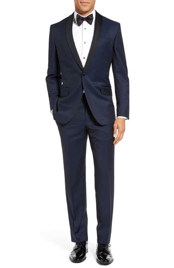 Ted Baker Josh Trim Fit Navy Shawl Lapel Tuxedo In Navy Blue