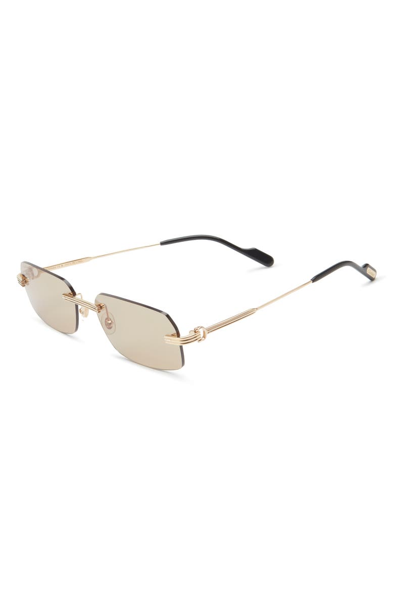 Cartier 59mm Rimless Rectangular Sunglasses, Alternate, color, Gold