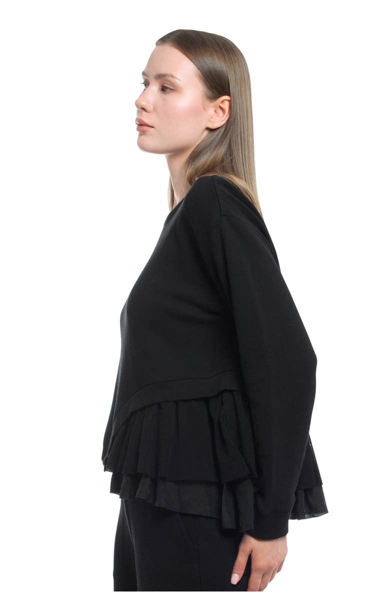 WILT Clothing Round Neck Mix Media Sweatshirt, Alternate, color, Black