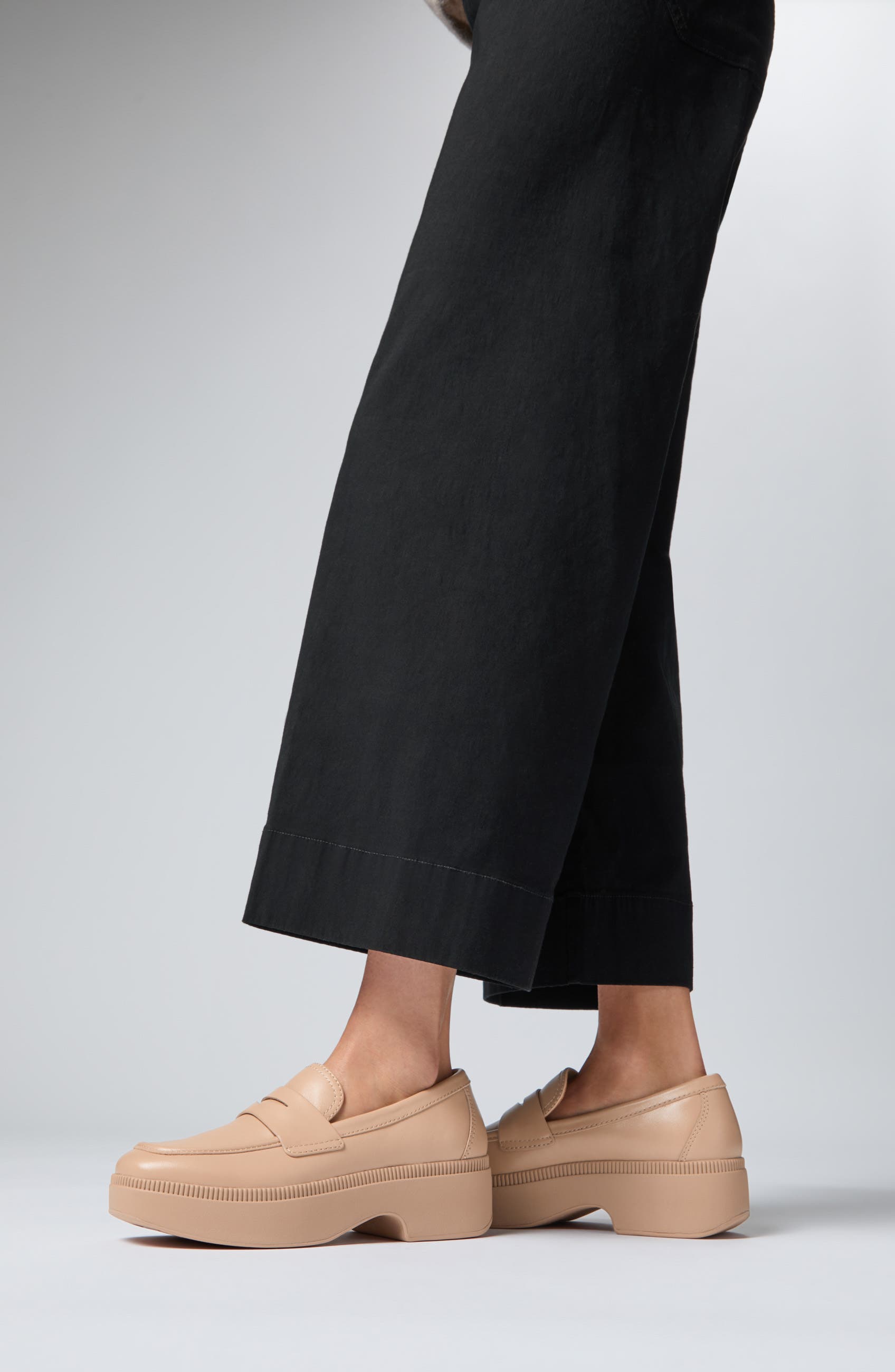 FitFlop Luma Leather Demi Wedge Loafer, Alternate, color, Classic Beige