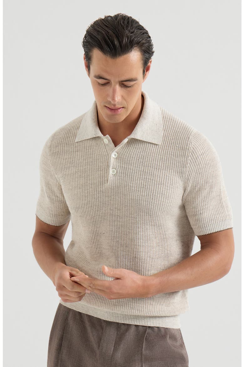 Half English rib knit polo, Main, color, Yuta