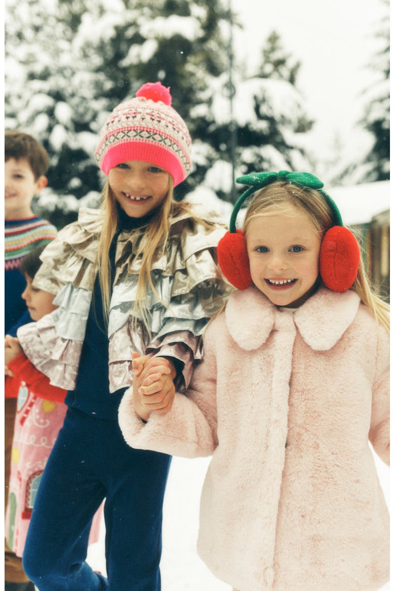 Kids' Faux Fur Jacket, Alternate, color, PINK