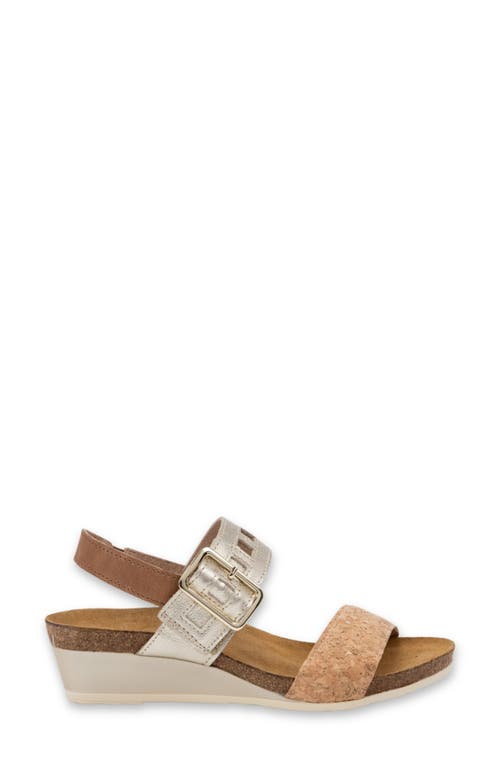 Naot Dynasty Wedge Sandal In Cork Leather/rdnt Gld/latte