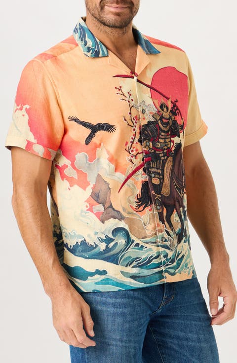 Bushido Embroidered Short Sleeve Camp Shirt