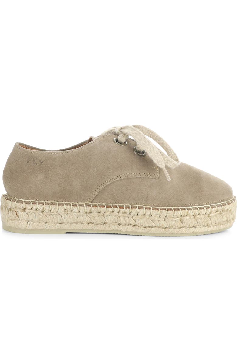 Fly London Lace-Up Espadrille Sneaker, Alternate, color, Beige Suede