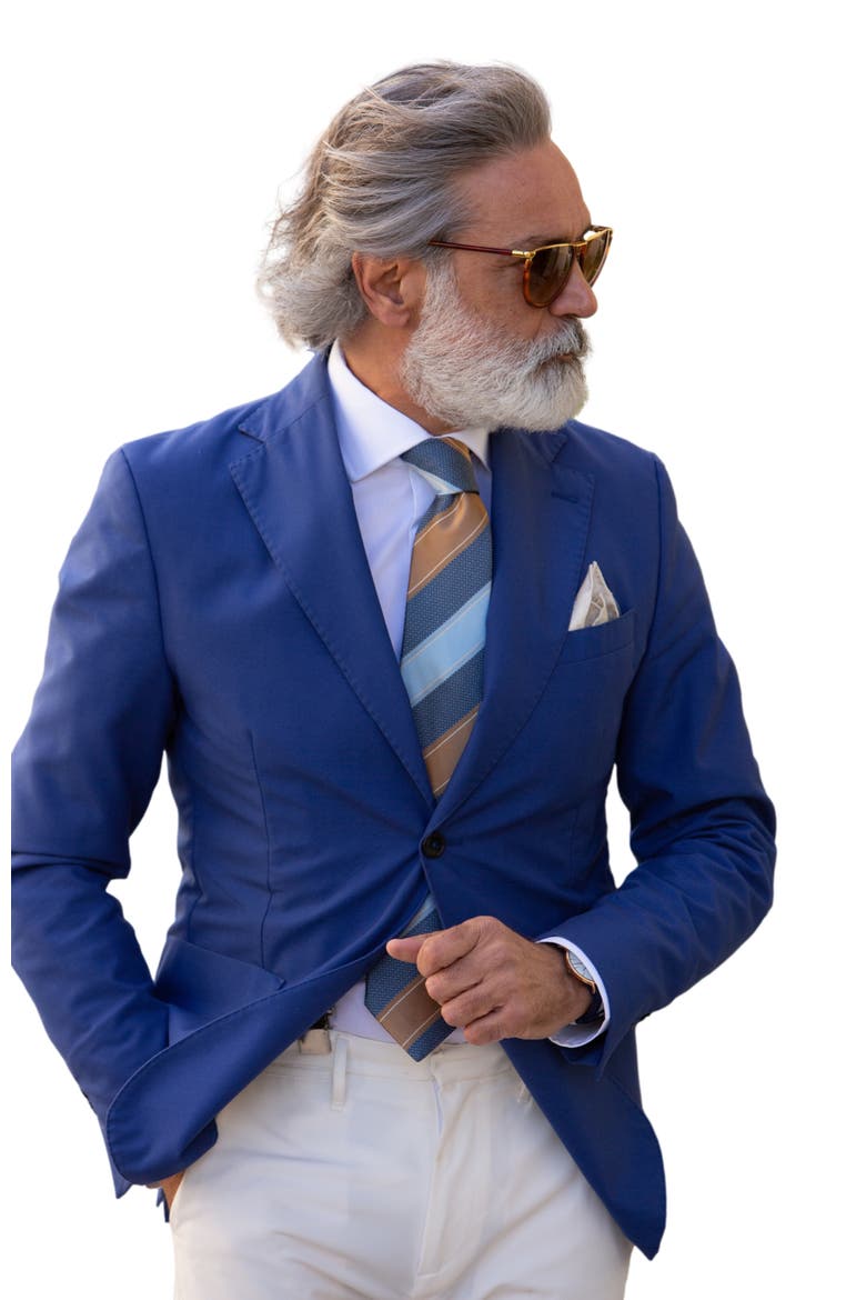 Ferrari - Extra Long Silk Jacquard Tie for Men, Alternate, color, Blue and Copper