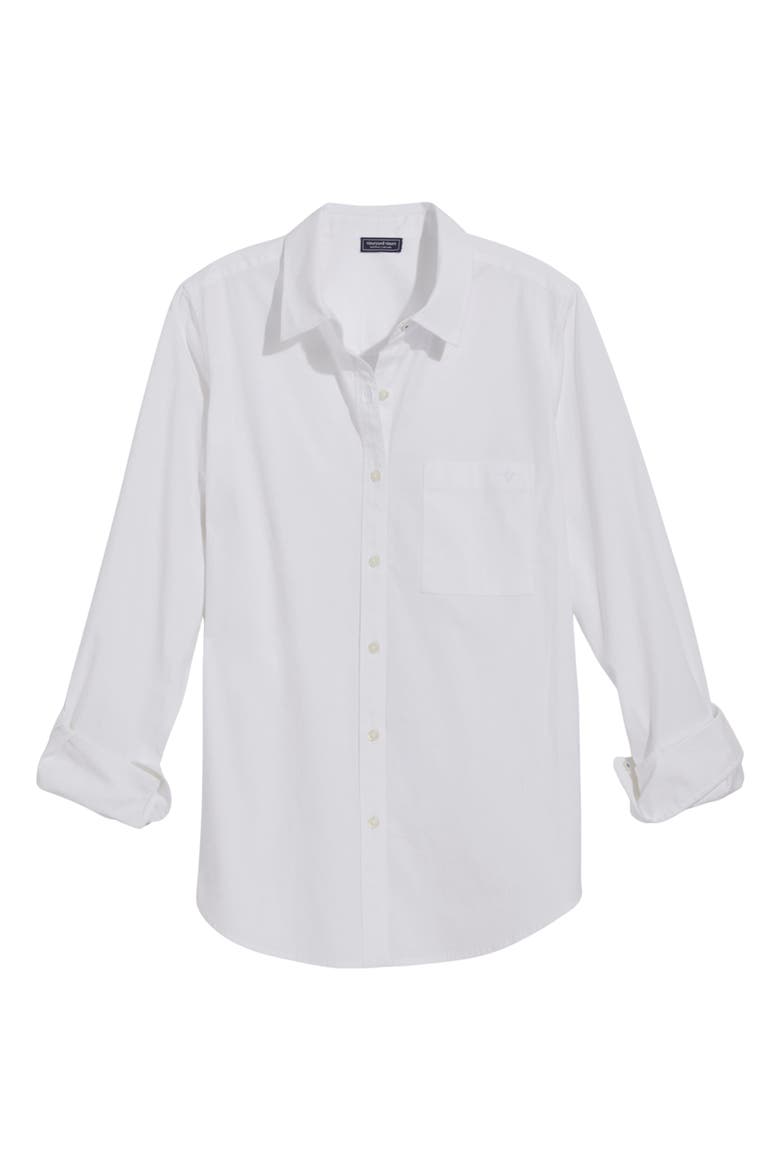 Stretch Cotton Button-Up Shirt, Alternate, color, WHITE CAP