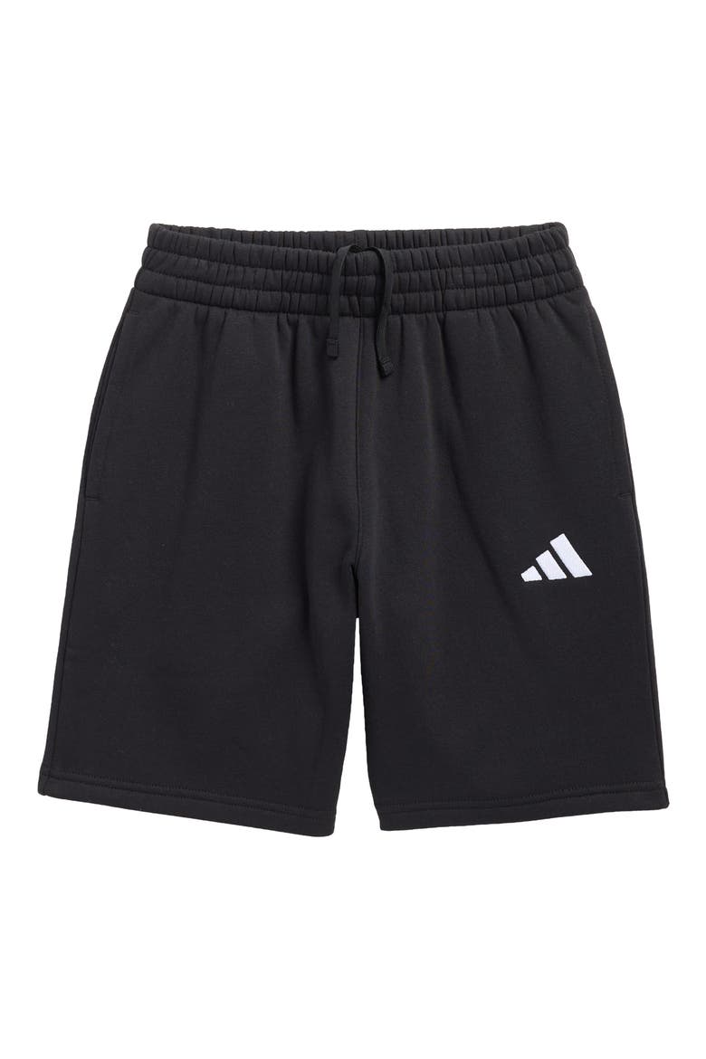 Kids' 3-Bar Logo Fleece Shorts, Main, color, BLACK