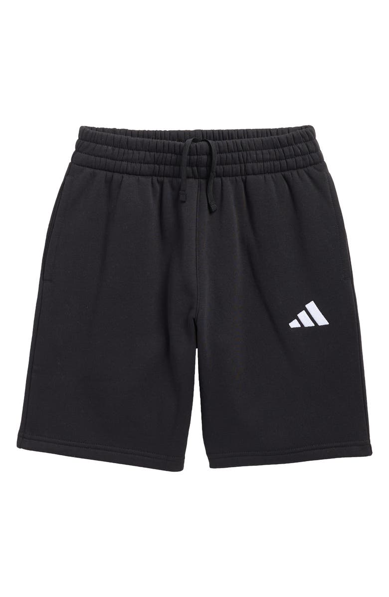 adidas Kids' 3-Bar Logo Fleece Shorts, Main, color, Black
