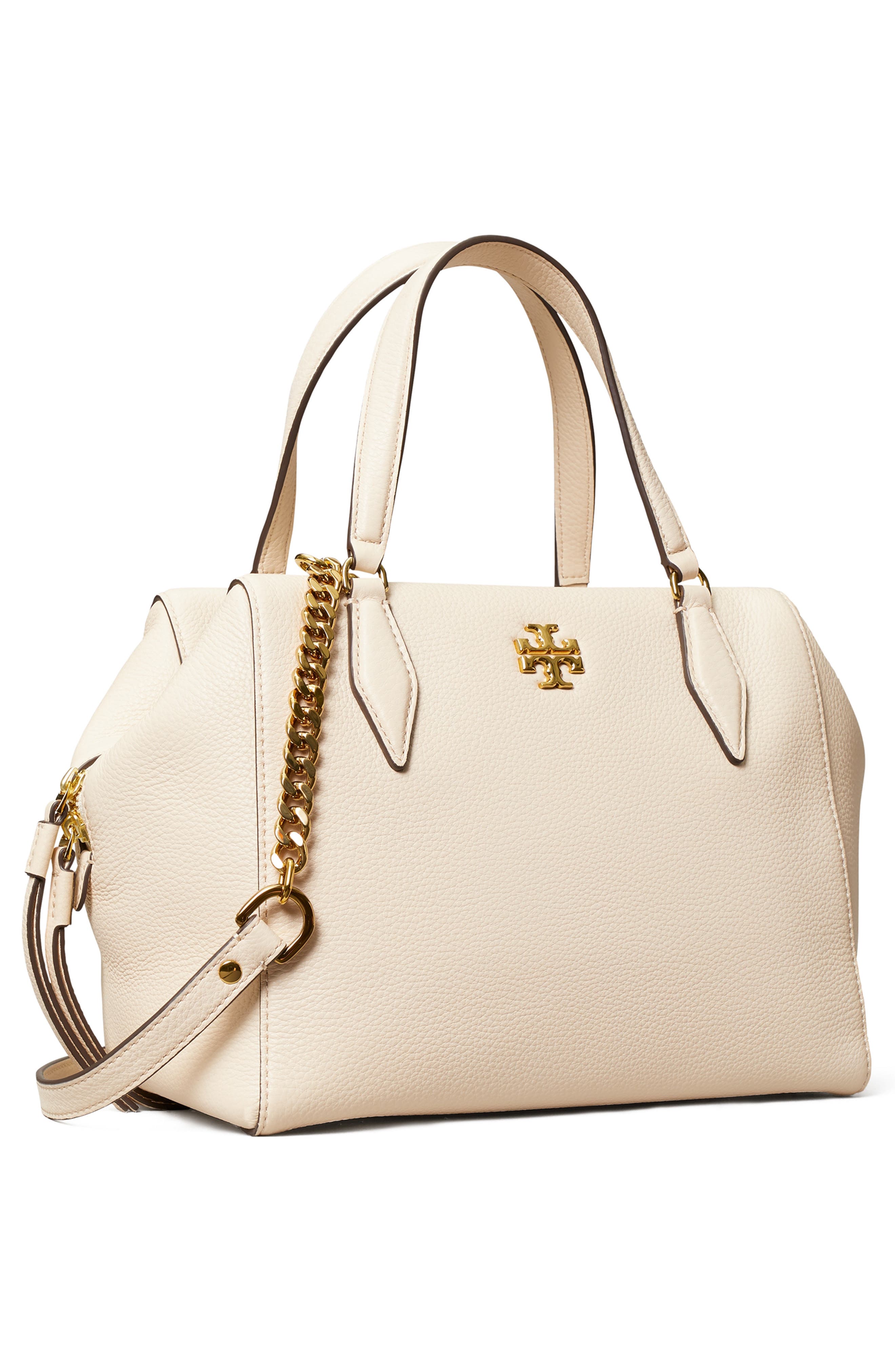 Kira Pebbled Leather Satchel, Alternate, color, NEW CREAM