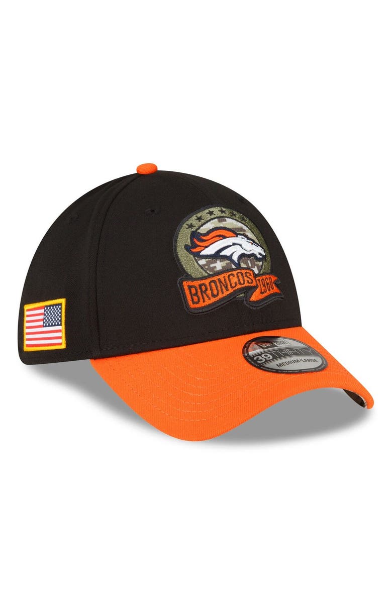 New Era Men's New Era Black/Orange Denver Broncos 2022 Salute To Service 39THIRTY Flex Hat, Main, color,