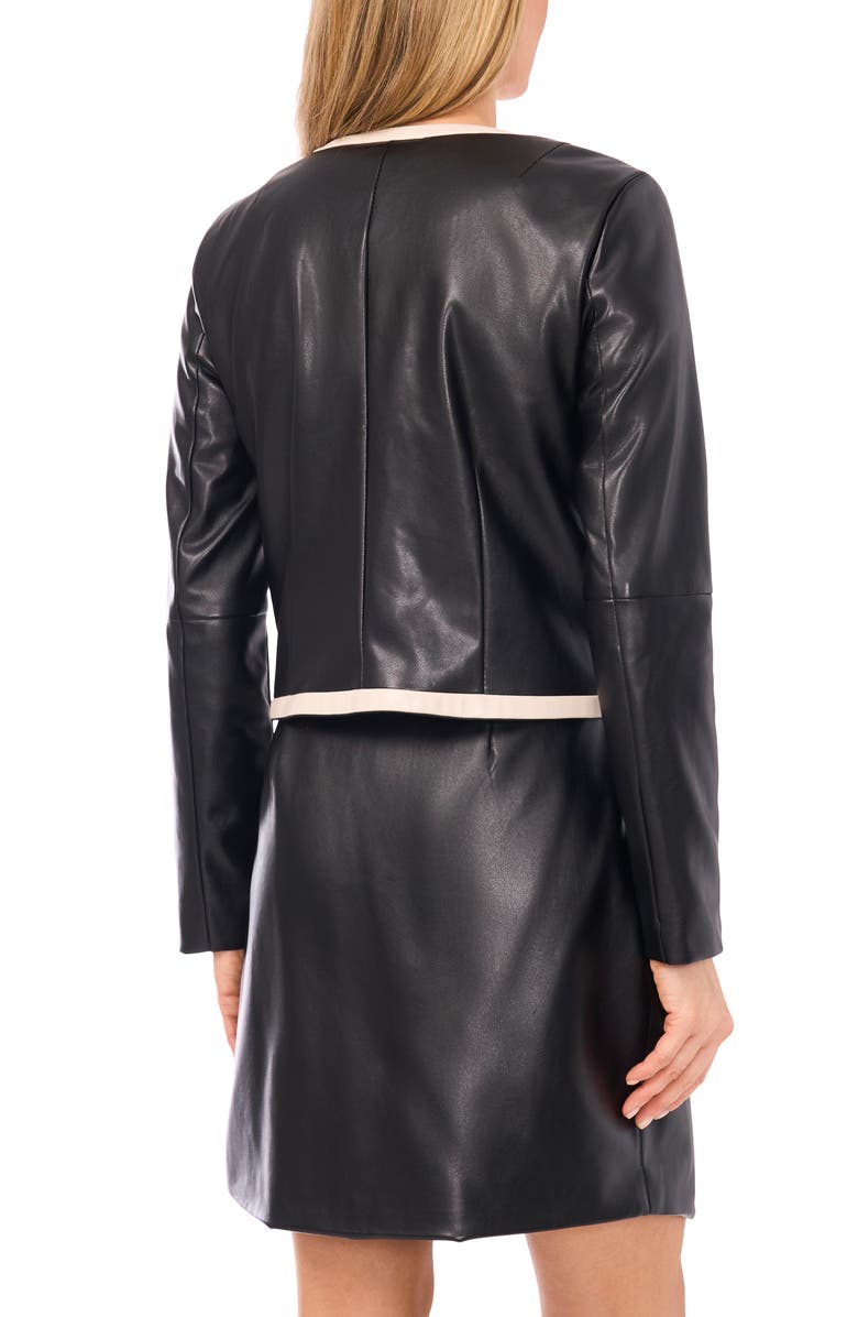 Halogen<sup>®</sup> Tipped Faux Leather Jacket, Alternate, color, Rich Black