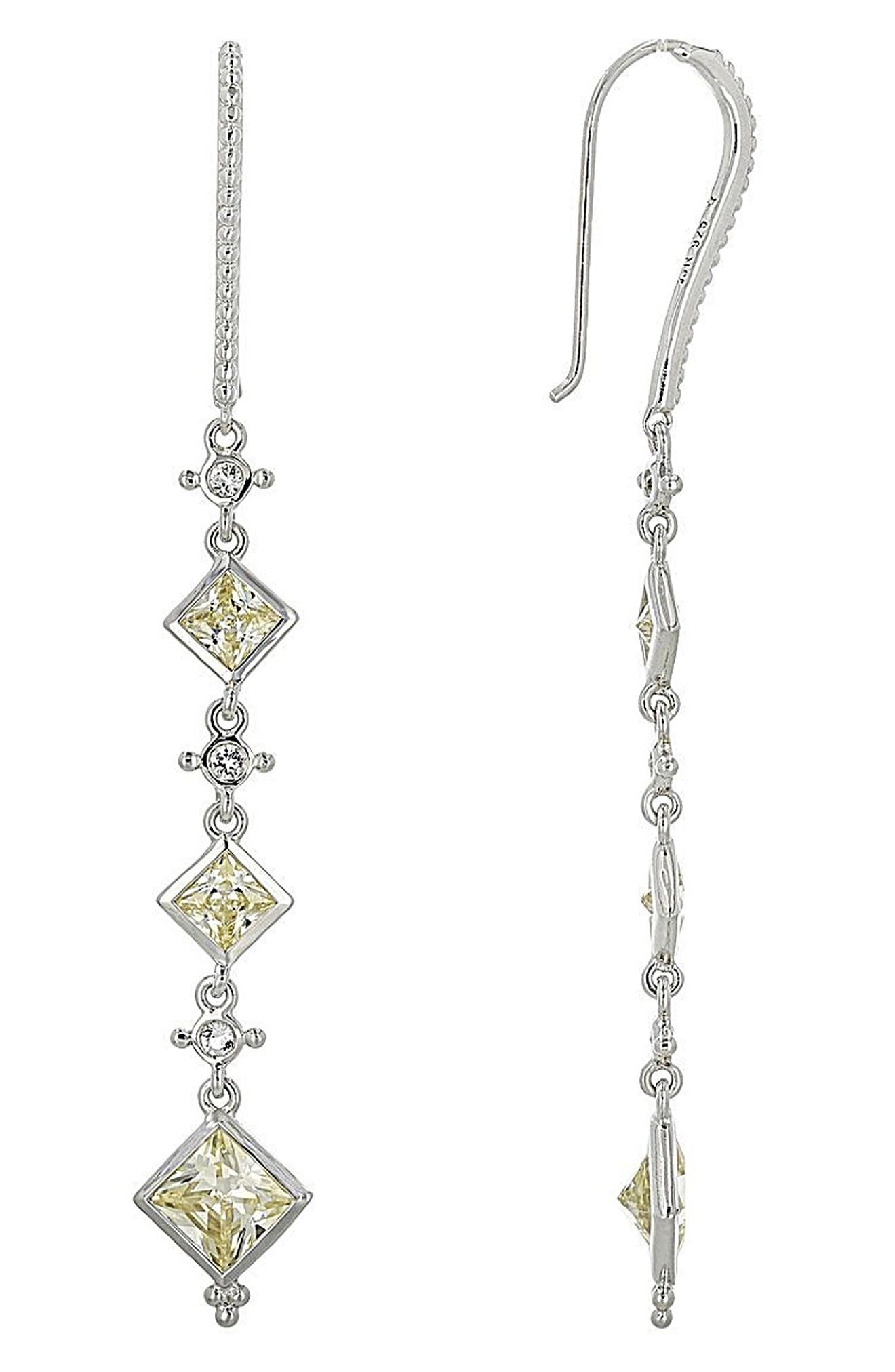 Judith Ripka Diamond Cut CZ Drop Earrings