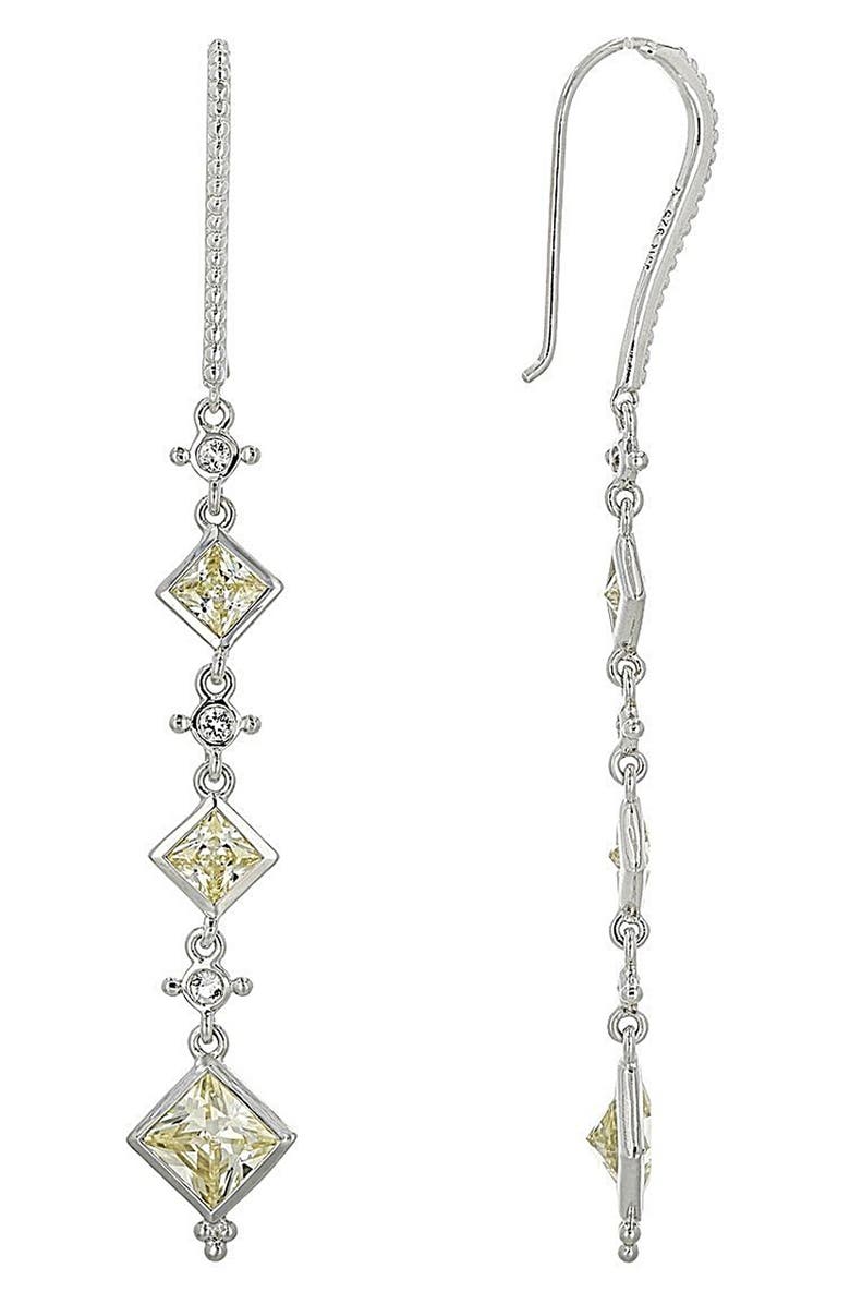 Judith Ripka Diamond Cut CZ Drop Earrings, Main, color, Yellow/ Silver
