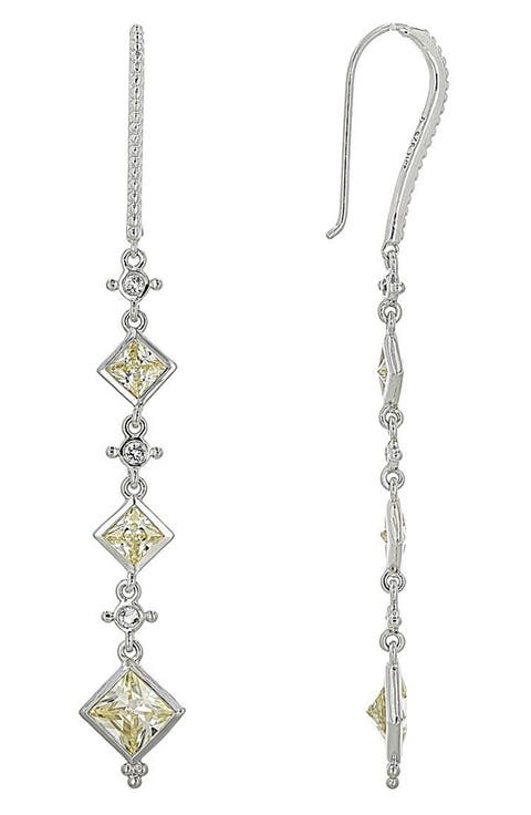 Diamond Cut CZ Drop Earrings
