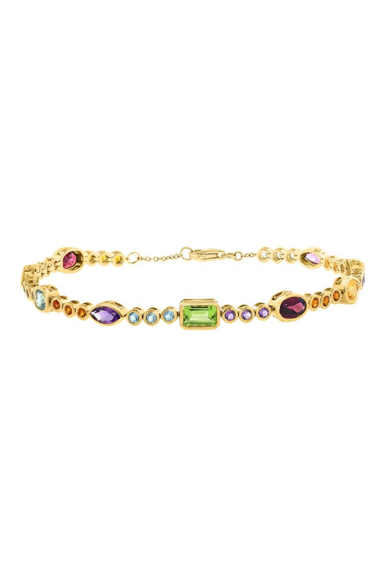14K Gold Plated Sterling Silver Semiprecious Stone Line Bracelet, Main, color, GOLD MULTI