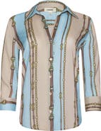 L'AGENCE Camille Chain Print Button-Up Shirt