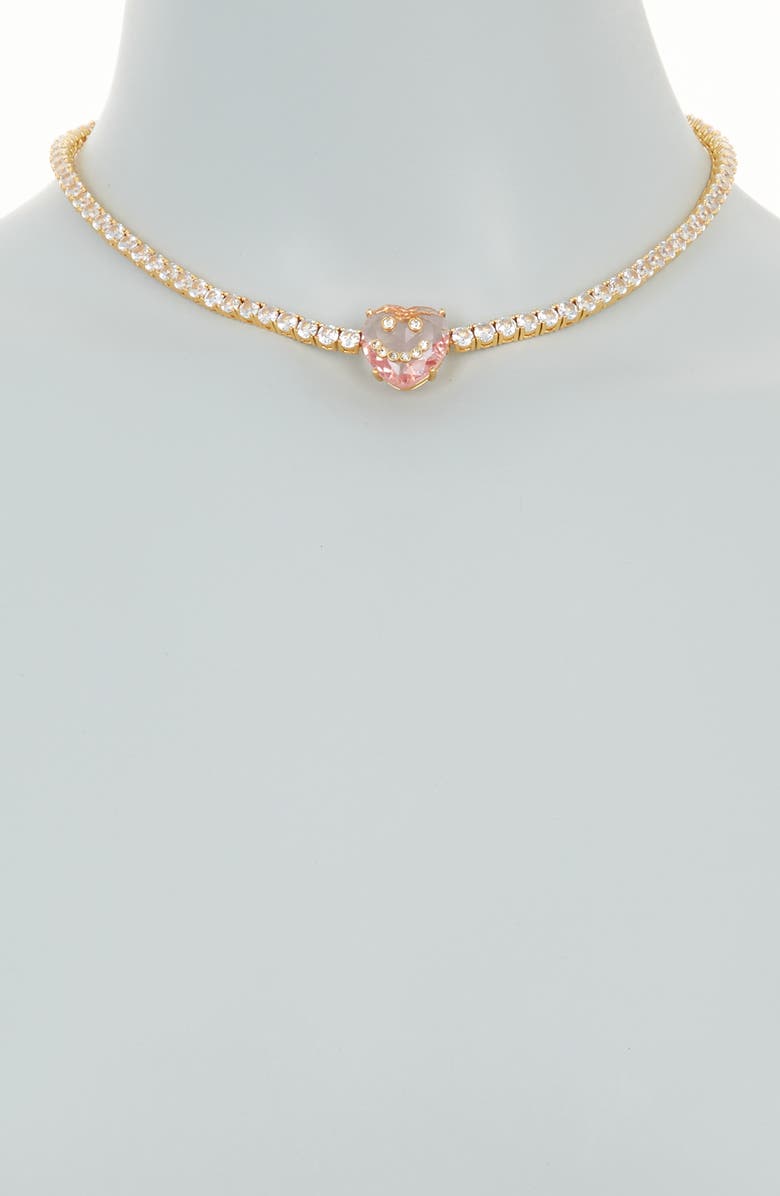 KG Kurt Geiger Crystal Heart Choker Necklace, Alternate, color, Pink