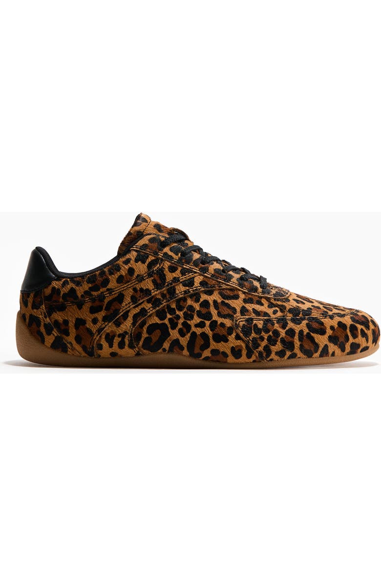 H&M Leather Trainers, Main, color, Beige/Faux Leopard