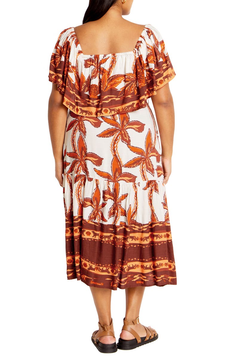 City Chic Talia Tie Belt Midi Dress, Alternate, color, Tahitian Brd