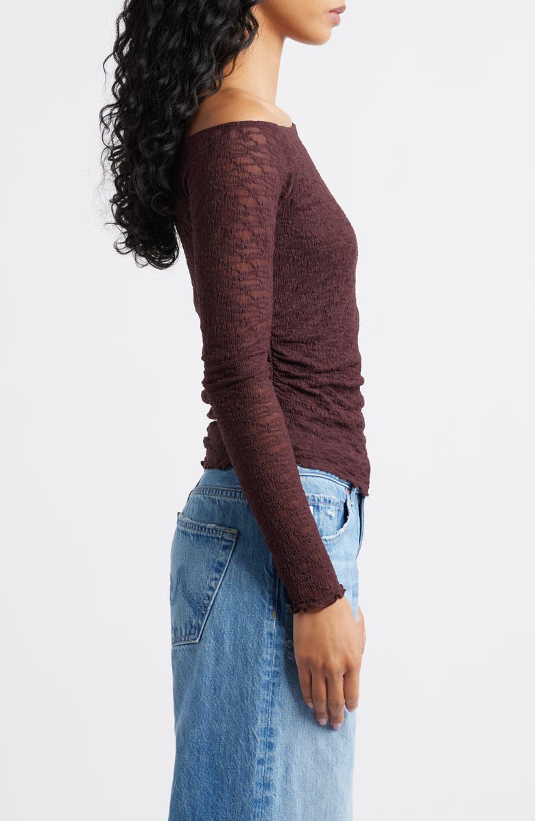 BP. One-Shoulder Lace Top, Alternate, color, Burgundy Fudge