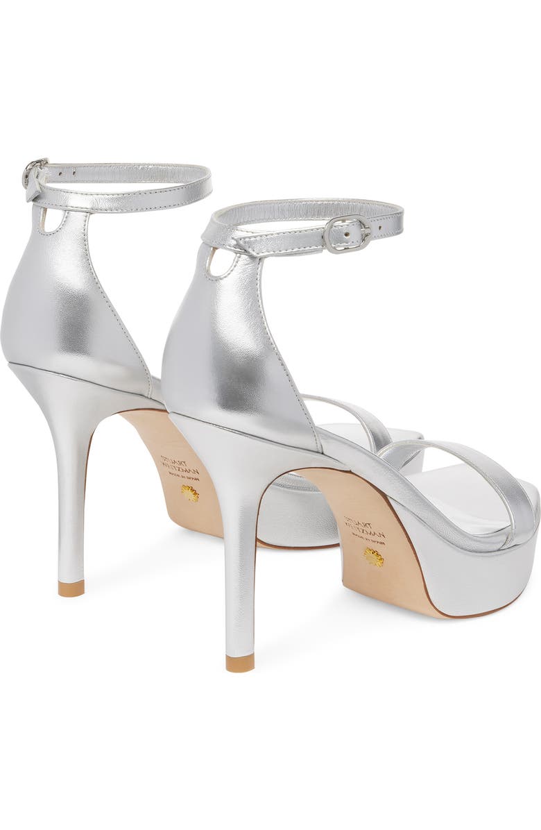 Stuart Weitzman Ankle Strap Platform Sandal, Alternate, color, Silver Mestizo