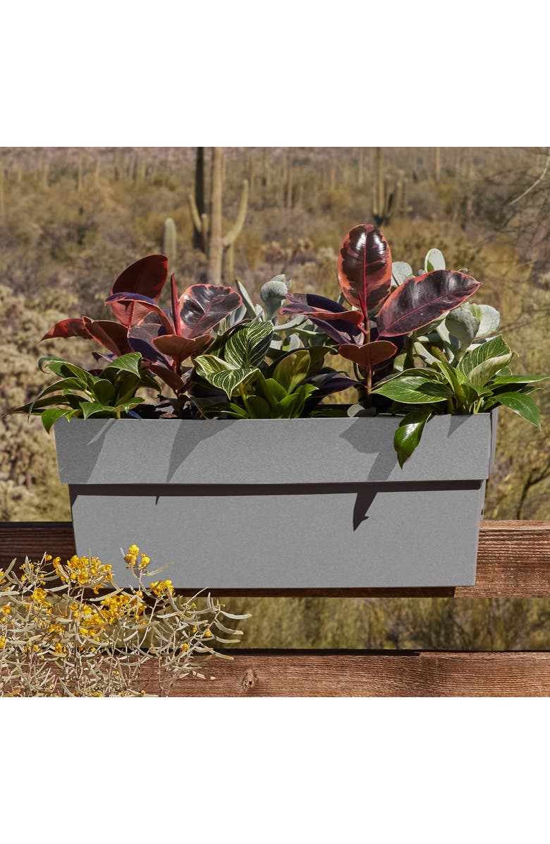 Bloem 24 Inch Finley Deck Rail Rectangle Planter, Cement, Alternate, color, Gray