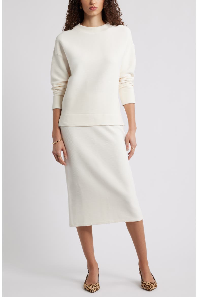 Ottoman Knit Midi Skirt, Alternate, color, WHITE HOT